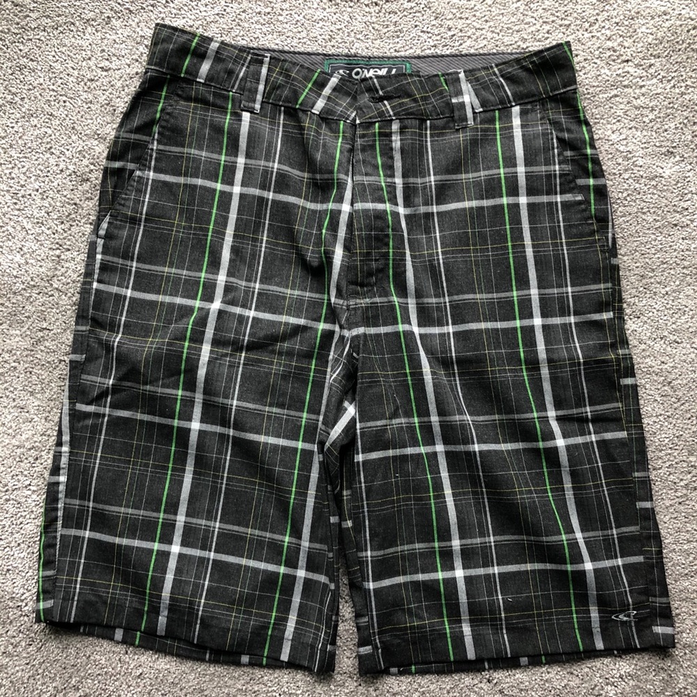 Black Pants with Green and White Pin-Strips